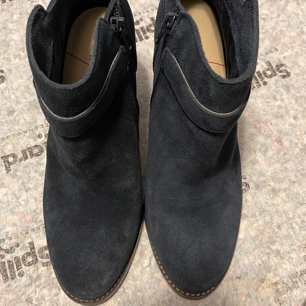 Sole Society Black Suede Ankle Booties with Strap Detail